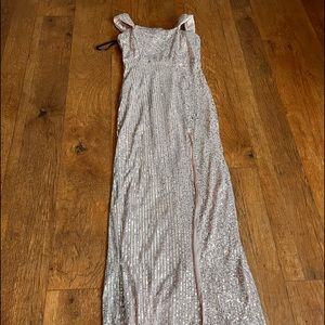 New with tags pink sequin high slit dress